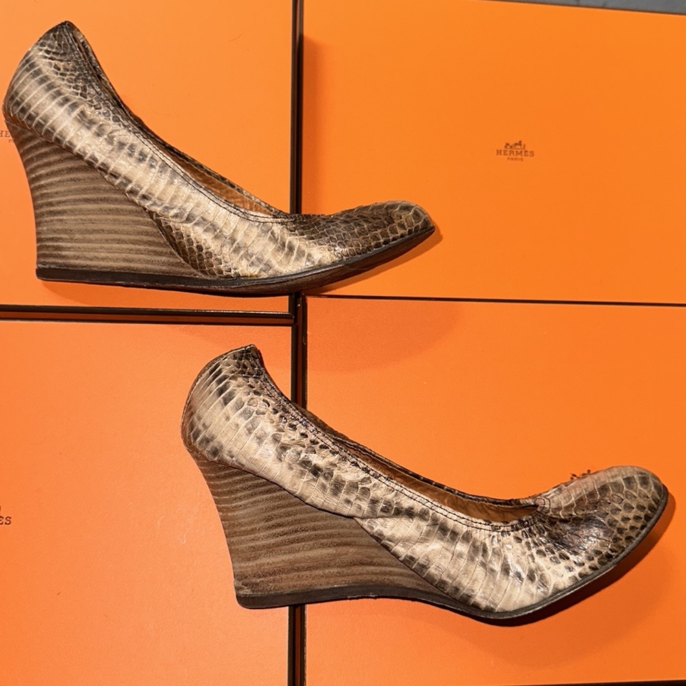 Lanvin Brown Python Wedges - image 3